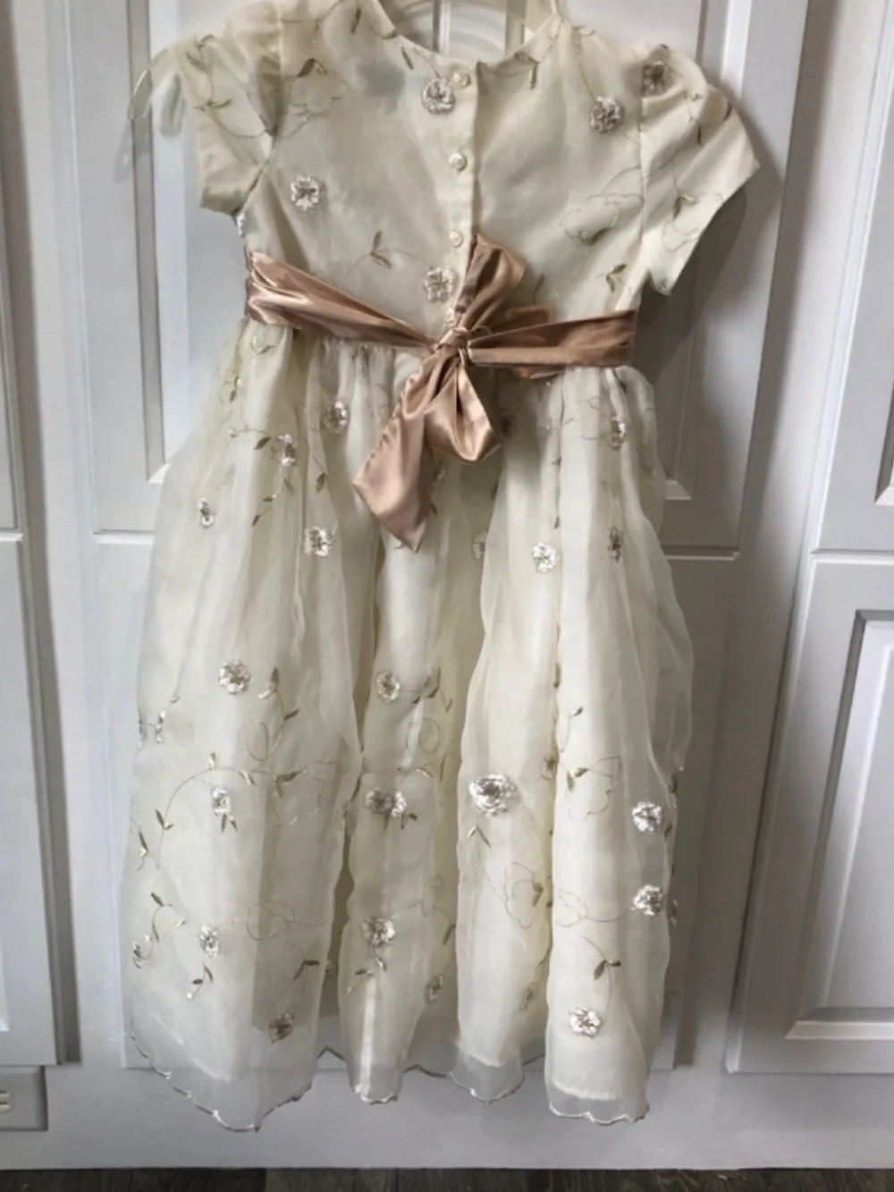 Cream and gold George fancy girls dress 6x
